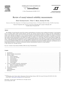 Review of Uranyl Mineral Solubility Measurements