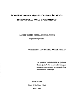 (Arecaceae) Em Áreas Dos Estados De São Paulo E Pernambuco