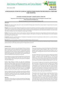 A Mycological Study of Clinical Samples from Suspected Mycoses in a Tertiary Care Hospital