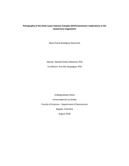 Petrography of the Doña Juana Volcanic Complex (DJVC) Basement: Implications in the Quaternary Magmatism