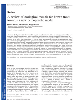A Review of Ecological Models for Brown Trout: Towards a New Demogenetic Model
