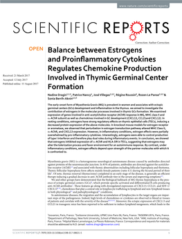 Balance Between Estrogens and Proinflammatory Cytokines