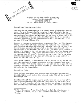 A Report on the Mass Wasting (Landslide) Hazards in the Urban and Urbanizing Areas of the City and Borough of Juneau, Alaska