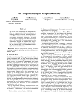 On Thompson Sampling and Asymptotic Optimality∗