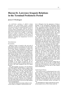 Huron-St. Lawrence Iroquois Relations in the Terminal Prehistoric Period