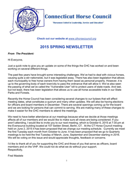 2015 Spring Newsletter