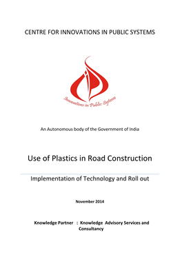 Use of Plastics in Road Construction