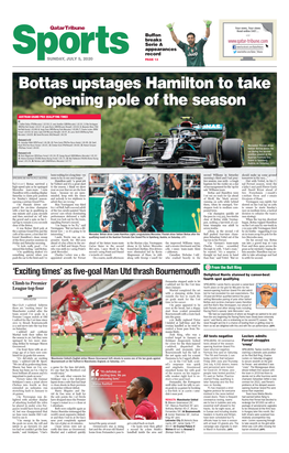 Bottas Upstages Hamilton to Take Opening Pole of the Season