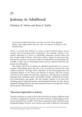 Jealousy in Adulthood Christine R