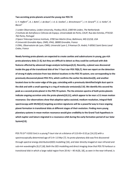 Two Accreting Proto-Planets Around the Young Star PDS 70 S. Y. Haffert1*, A. J. Bohn1, J. De Boer1, I. A. G. Snellen1, J. Brinch