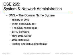 CSE 265: System & Network Administration