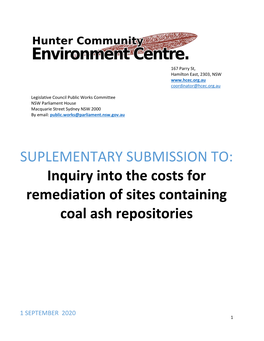 Supplementary Submission to Costs for Remediation of Sites Containing