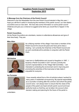 Haughton Parish Council Newsletter September 2015