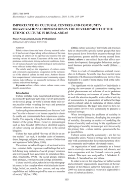 Importance of Cultural Centres and Community Organizations Cooperation in the Development of the Ethnic Culture in Rural Areas