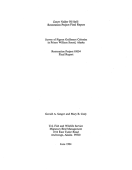 Ewon Valdez Oil Spill Restoration Project Final Report Survey Of