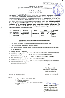 2021 07 13 M-279/B This Permit Is Issued with the Following Restrictions