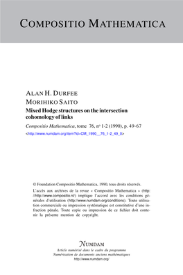 Mixed Hodge Structures on the Intersection Cohomology of Links Compositio Mathematica, Tome 76, No 1-2 (1990), P