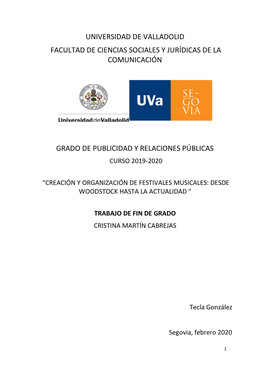 Universidad De Valladolid Facultad De Ciencias Sociales Y Jurídicas De La Comunicación