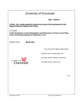 A New Perspective on the Interpretation and Performance of Franz Liszt’S Piano Cycle, Harmonies Poétiques Et Religieuses, S.173