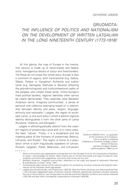 The Influence of Politics and Nationalism on the Development of Written Latgalian in the Long Nineteenth Century (1772-1918)1