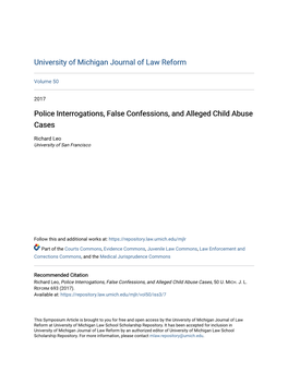 Police Interrogations, False Confessions, and Alleged Child Abuse Cases