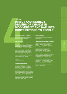 Direct and Indirect Drivers of Change in Biodiversity and Nature’S Contributions to People 1