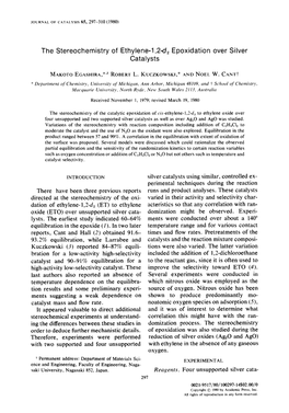 The Stereochemistry of Ethylene-L ,2-Dz Epoxidation Over Silver Catalysts