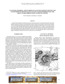 Sulfur, Chlorine, and Fluorine in Glass Inclusions in Olivine and Clinopyroxene from Basaltic