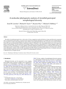 A Molecular Phylogenetic Analysis of Strombid Gastropod Morphological Diversity
