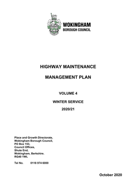 Highway Maintenance Management Plan