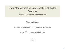 Data Management in Large-Scale Distributed Systems Nosql Databases Fundamentals