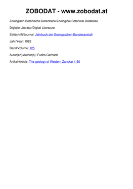 The Geology of Western Zanskar 1-50 ©Geol