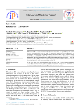 Tuberculosis – an Overview