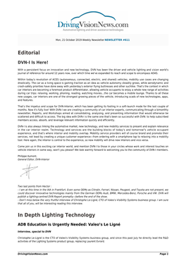 Editorial in Depth Lighting Technology