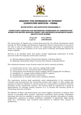 Request for Expression of Interest (Consulting Services – Firms)