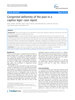 Congenital Deformity of the Paw in a Captive Tiger: Case Report