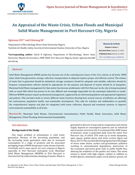 Open Access Journal of Waste Management & Xenobiotics