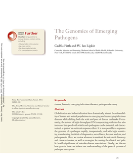 The Genomics of Emerging Pathogens