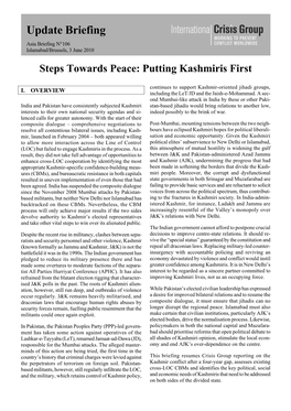 Steps Towards Peace: Putting Kashmiris First