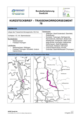 Kurzsteckbrief – Trassenkorridorsegment 78