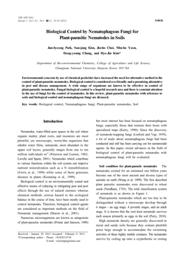 Biological Control by Nematophagous Fungi for Plant-Parasitic Nematodes in Soils