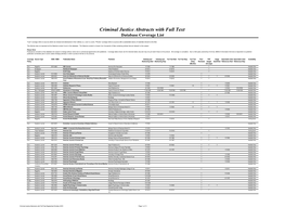 Criminal Justice Abstracts with Full Text Database Coverage List