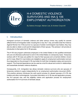 H-4 Domestic Violence Survivors and Ina § 106 Employment Authorization