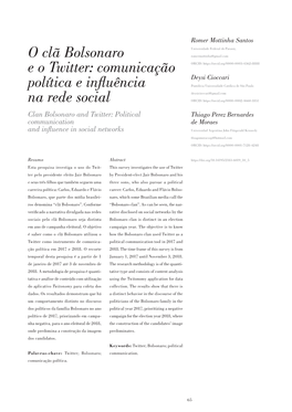 O Clã Bolsonaro E O Twitter: Comunicação Política E Influência