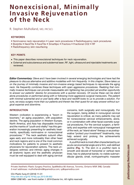 Nonexcisional, Minimally Invasive Rejuvenation of the Neck