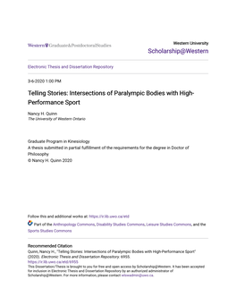 Intersections of Paralympic Bodies with High- Performance Sport