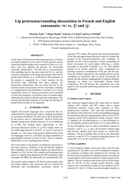 Lip Protrusion/Rounding Dissociation in French and English Consonants: /W/ Vs