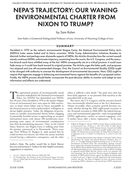 Nepa's Trajectory: Our Waning Environmental Charter from Nixon To