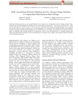 Daily Associations Between Drinking and Sex Among College Students: a Longitudinal Measurement Burst Design