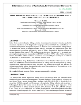 2018 Issn: 2456-8643 Pressures on the Fishing